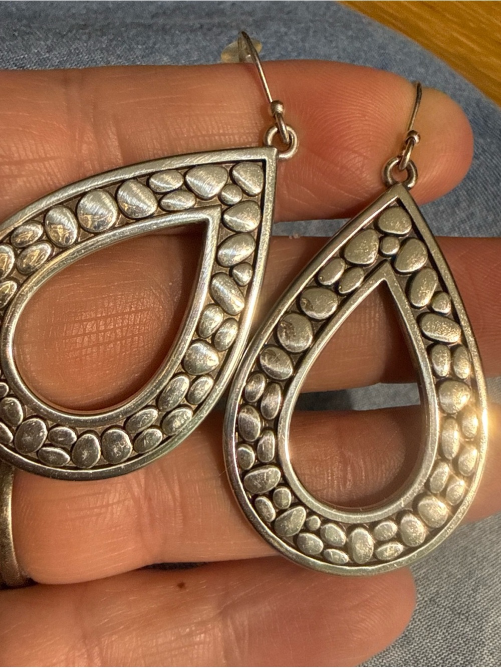 Brighton Silver Teardrop Earrings Reversible Polka Dot/Leopard Print EUC - Picture 3 of 5